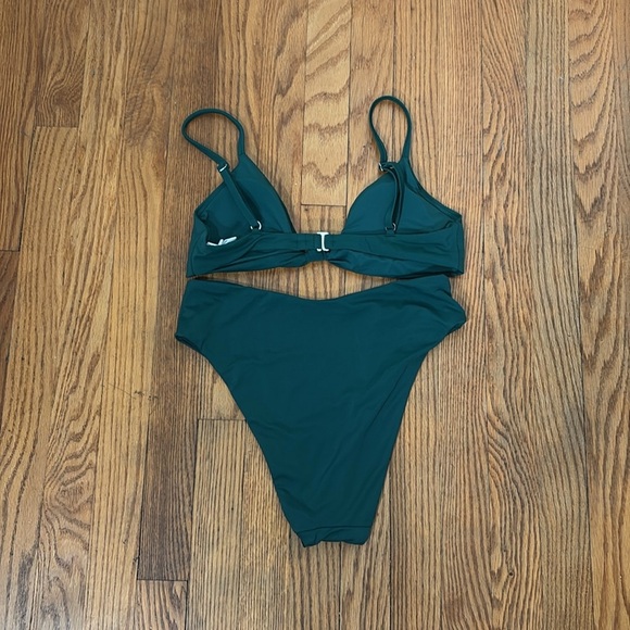 Andie Bikini Set Santorini Top 90s High Waisted Bottom Cascade Green size S NWOT - Picture 3 of 8